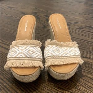 Boho espadrille fringe wedges